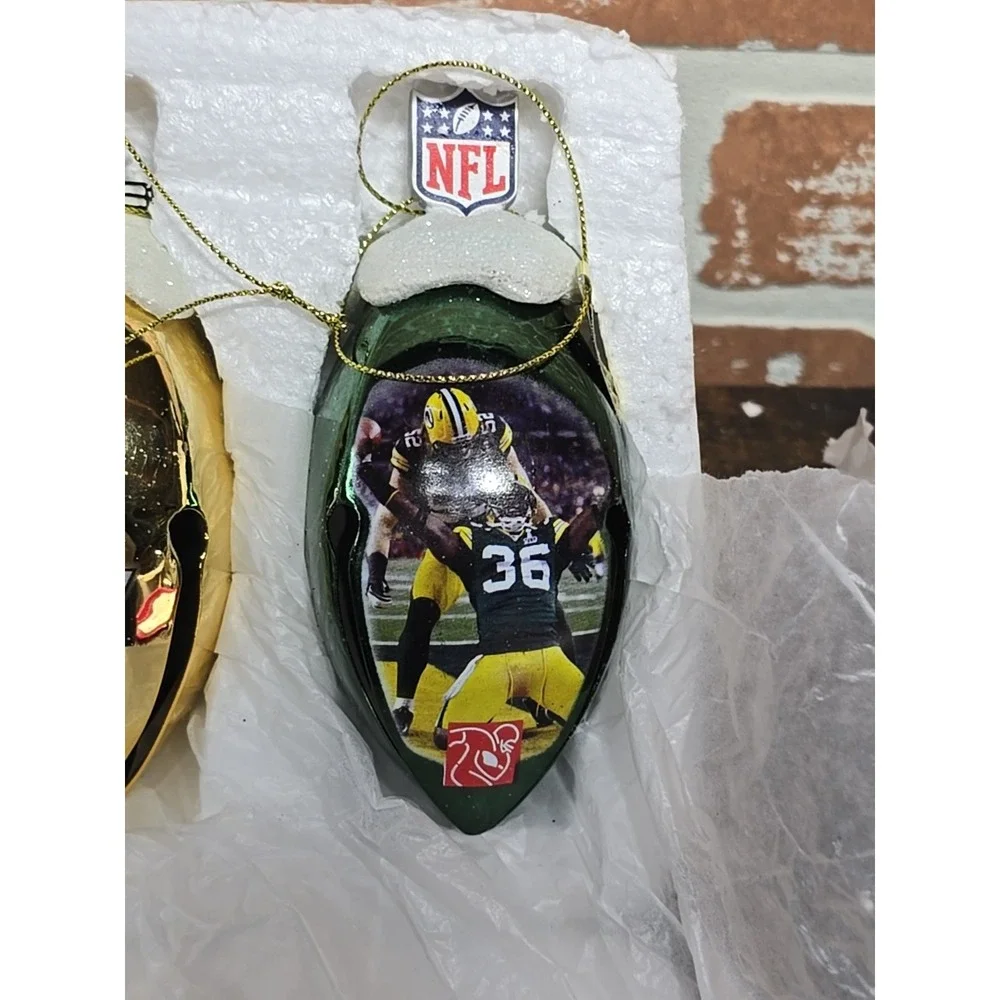 GREEN BAY PACKERS bradford exchange 3pc ornament football bells Collectible Xmas